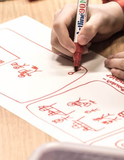 G1-4 Zu den Geschichten zeichnen die Schüler dramaturgische Storyboards.